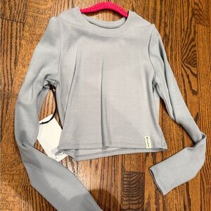 Kaveah boutique new  tween teen ribbed grey Long Sleeve Top